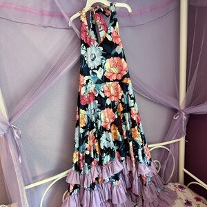 Girls Floral Halter Maxi Dress